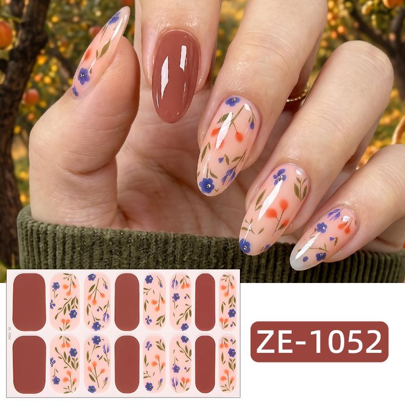New Maple Leaf Pink Hot Stamped Gold Nail Stickers 3D Ombre Grass Fresh Style Nail Stickers