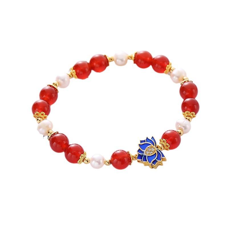 Light Luxury Agate Pearl Bracelet Fashion Women Daily Jewelry Lucky Gift