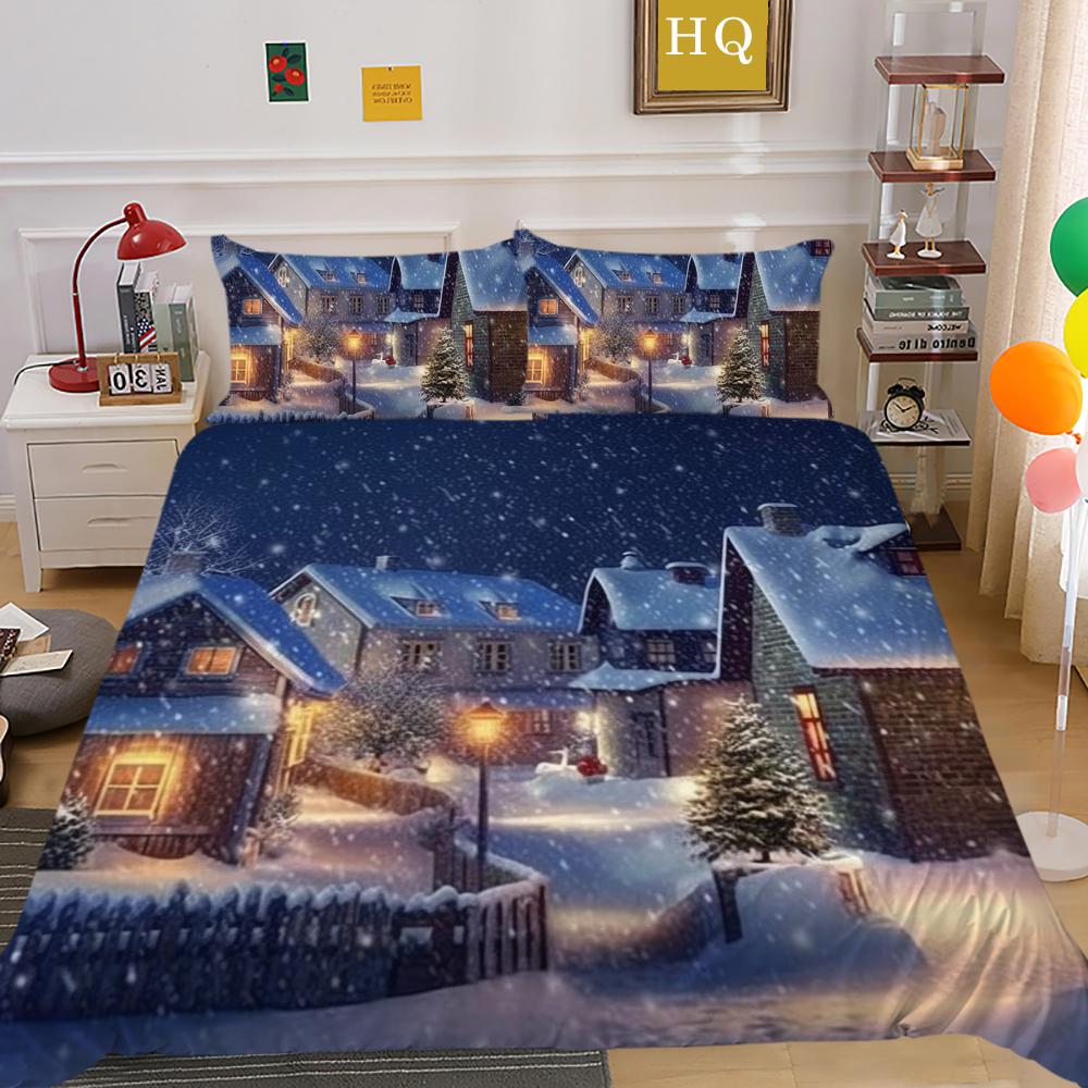 Crăciun Imprimat Home Lenjerie Queen Size Poliester Lenjerie de pat Copii Cuverturi Drăguțe de Înaltă Calitate