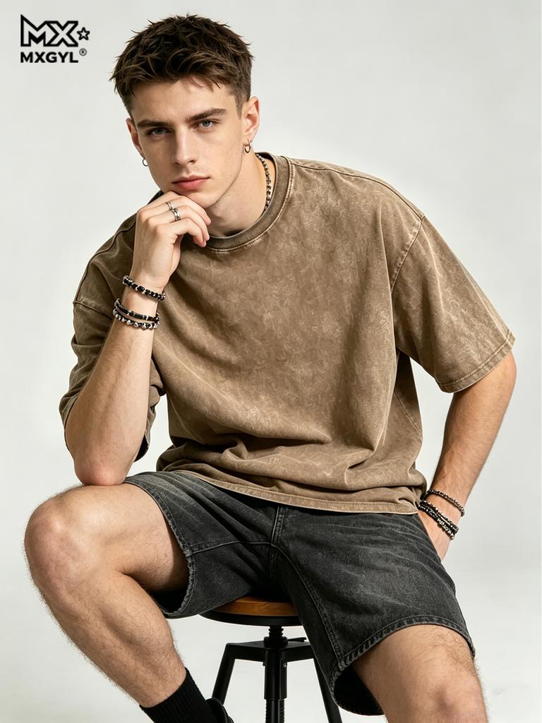 Tričko s kyselinovým praním Potisk Retro Punkové tričko Pro muže Ženy Dospělé 100% Bavlna Harajuku Ležérní Volné Streetwear