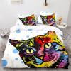 Cat Duvet Cover Set King Size Cute Cats Pattern Bedding Set Decorative Animal Polyester Comforter Cover with Pillowcases for Kid