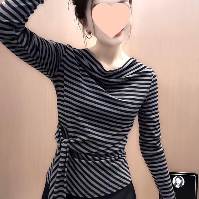 

Korean Style Slimming Tie-Up Long Sleeve T-Shirt - Autumn Design M (85-100 lbs)