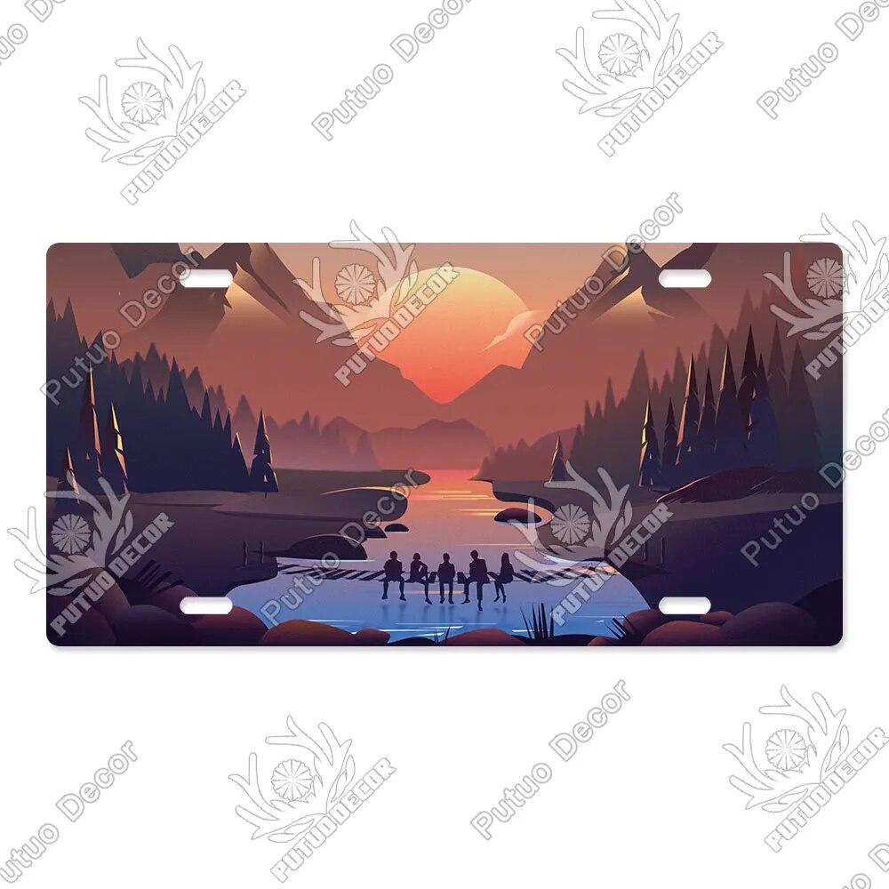 Putuo Decor Ilustrace SPZ Plechová cedule Plaketa Kovová dekorativní deska do auta Dveře do obývacího pokoje Domácí nástěnná dekorace
