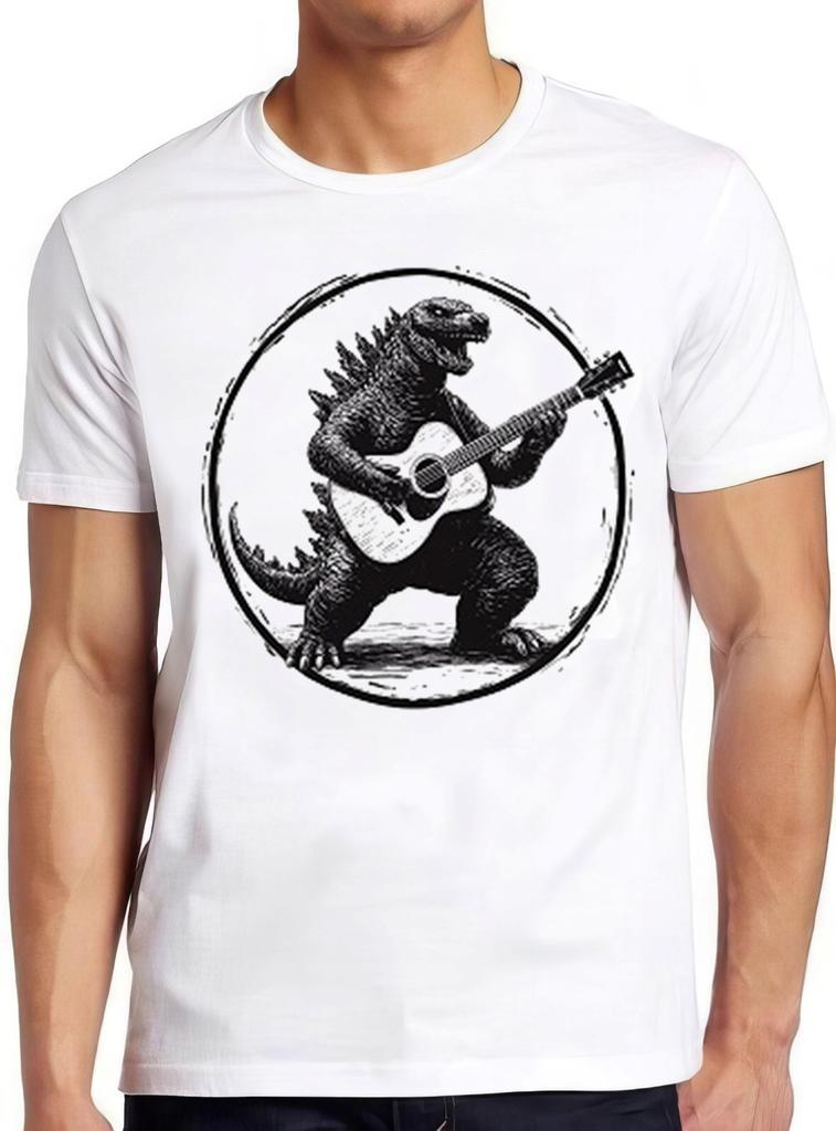 Dinosaur Playing Guitar Sketch Weird Humorous Hilarious Gift Tee T Shirt 2253