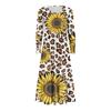 Long Sleeve Casual Daily Dress Ladies Patchwork Hem Midi Dress