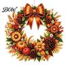 Clear Pattern Ornament Fall Pumpkin Sunflower Wreath Hanging Decor, Acrylic Hand Painted Elegant Holiday Window Ornament, Thanksgiving