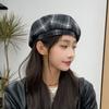 Street Style Plaid Beret Hat Y2K Octagonal Hat Simple Painter Hat  Winter