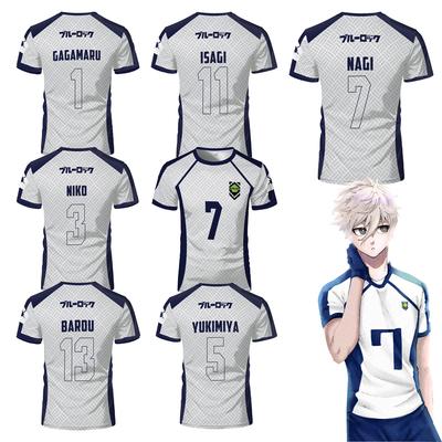 Maglietta estiva da uomo con lucchetto blu, maglietta da calcio anime, t-shirt da donna con scollo rotondo, maglietta sportiva casual a maniche corte per bambini