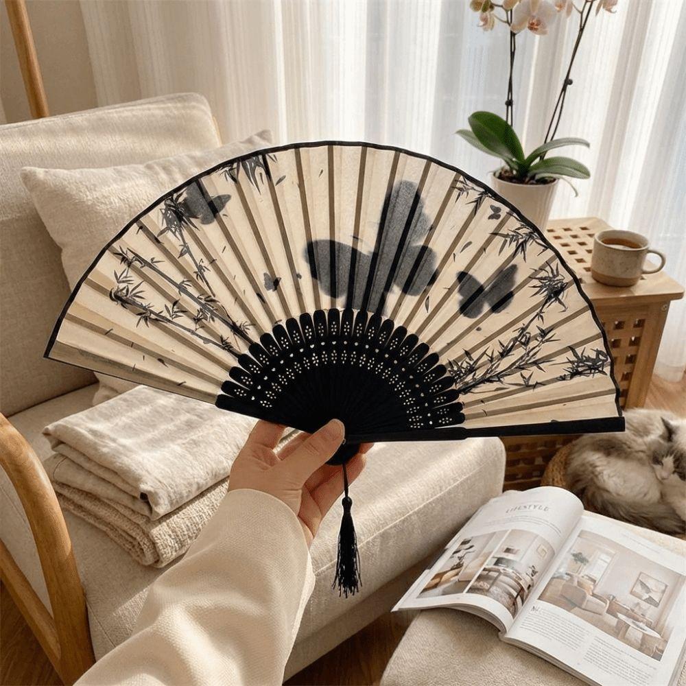 Chinese Style Silk Folding Fan Vintage Bamboo Fan Portable Decorative Fan  Home Decor