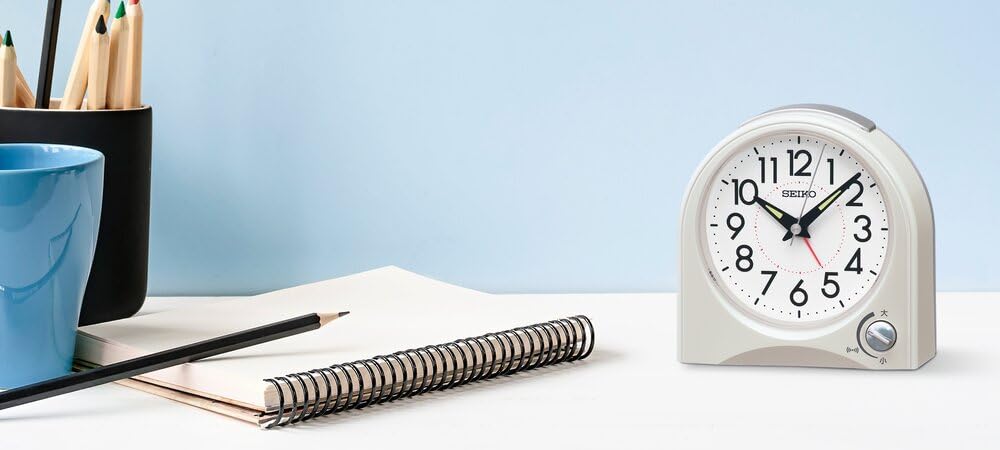 Seiko Clock Alarm Table White 115 X 115 X 55 KR520W Clock, Clock, Analog, Pearl, Mm,