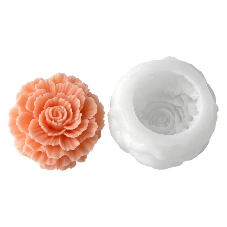 Flower Candle Making Making Tool Layered Peony Silicone Casting Tool for Candle Soap Gypsum Decoration and Handmade Craft