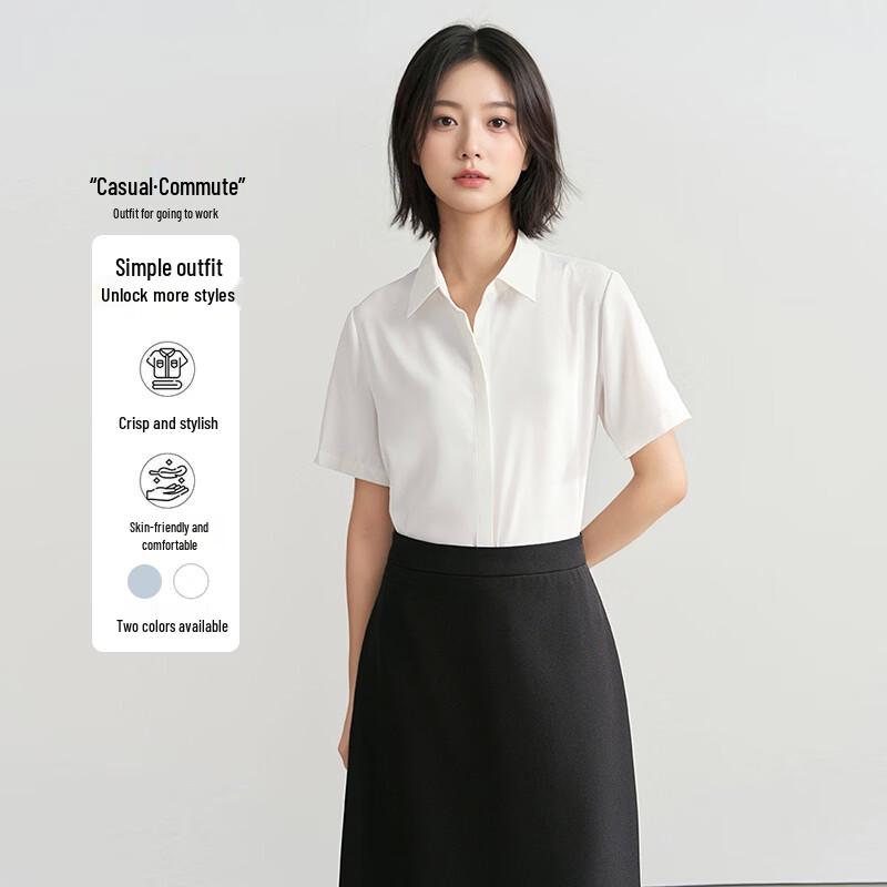 Tromen Women s Professional Short-Sleeve Chiffon Blouse 3XL