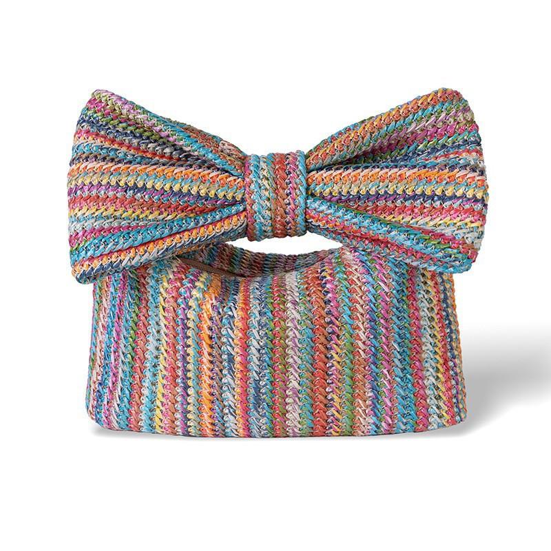 Colored Woven Bow Bag Women Cross-border Fashion Women s Straw All-matching Fashionable Clutch 24x6.5x14CM