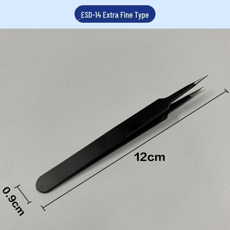 Anti-Static Stainless Steel Precision Tweezers, Curved Tip for Electronics, Eyelash Extensions, Manicure, Bird's Nest Picking, and Hair Removal.