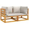 Modular Corner Sofas 2 Pcs with Light Grey Cushions Solid Acacia Wood