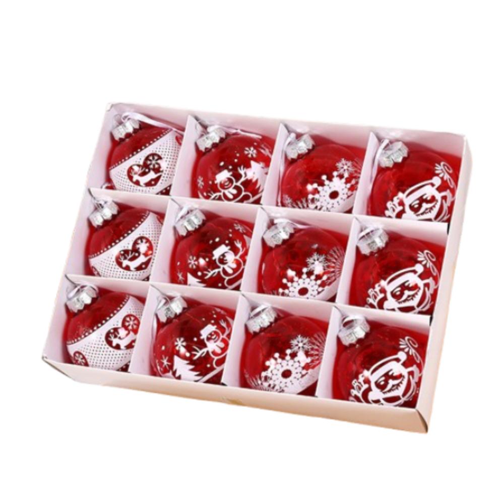 12PCS 8cm Electroplated Christmas Hanging Balls Shatterproof Xmas Tree Pendants  Party Favors