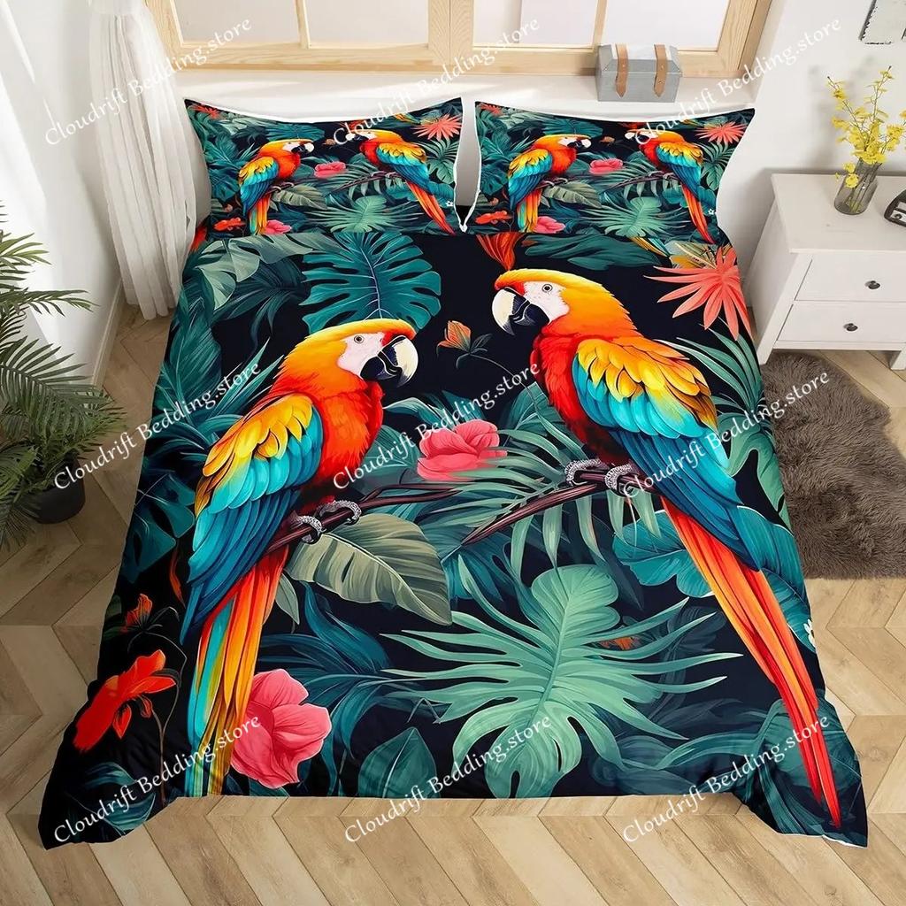 Dekbedovertrek met palmbladeren Monstera blad dekbedovertrekken Tropische groene bladeren Beddengoedset Wit marmer dekbedovertrek Voor mannen vrouwen