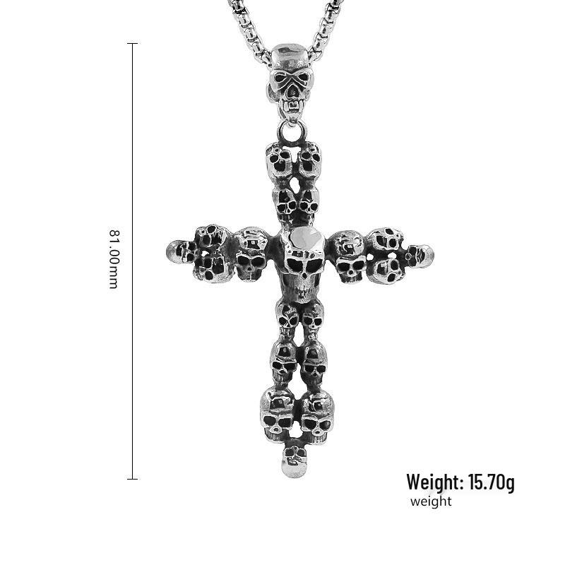 2023 Autumn New European-American Style Multi-Skull Cross Stainless Steel Men s Pendant
