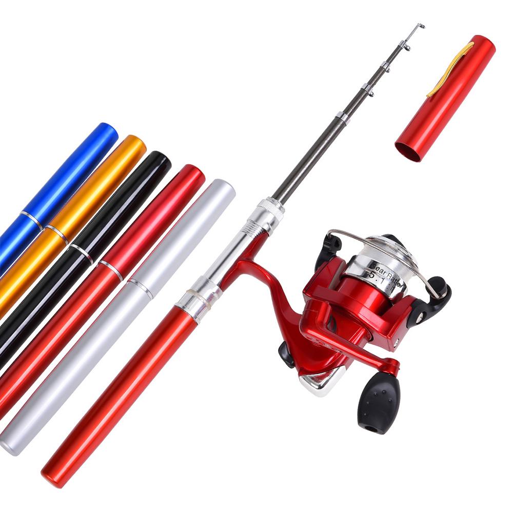 Pen Fishing Rod and Reel Combo Aluminum Alloy Mini Telescopic Pocket Fishing Rod Pole Spinning Reel Set