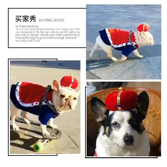 Dog Costume King Cloak and Hat Set Funny Dog Cosplay Costume King Set Medium Large Dogs Funny Clothing Dogs Halloween Costume