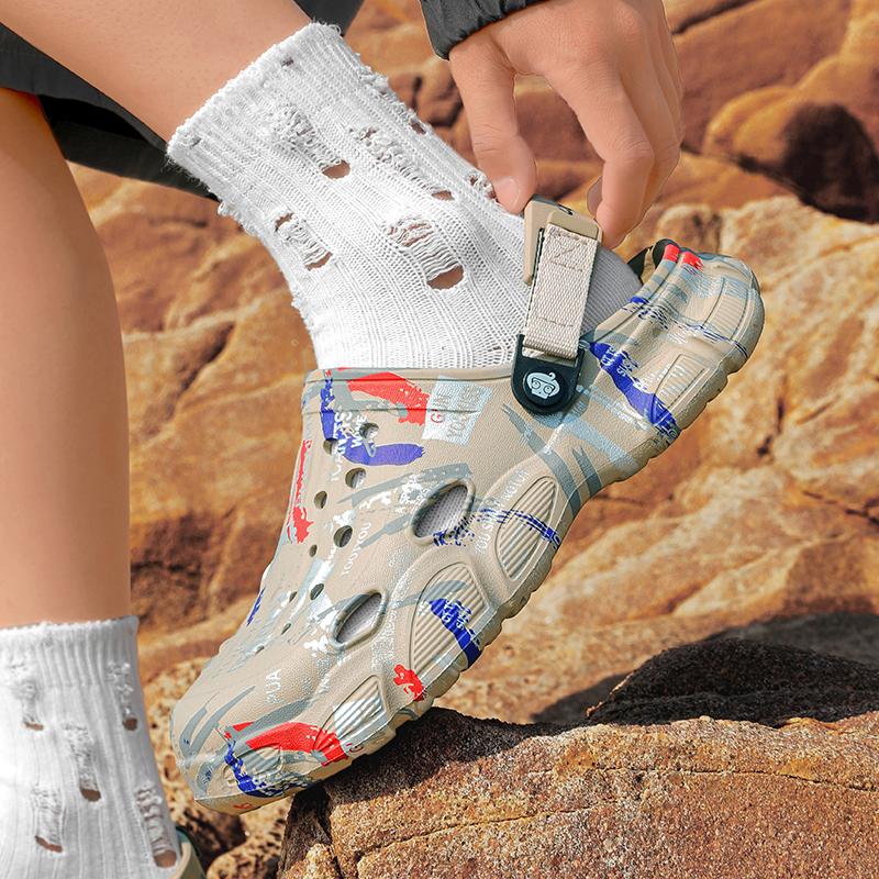 Fashion Summer Men's Upsteam Shoes Slipper Thick-Soled Sandals Non-Slip Garden Clogs Breathable Toe-Cap Slides Casual Beach Slippers