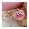 Large Mouth Cartoon Plush Doll Keychain With Faux Pearls Lanyard