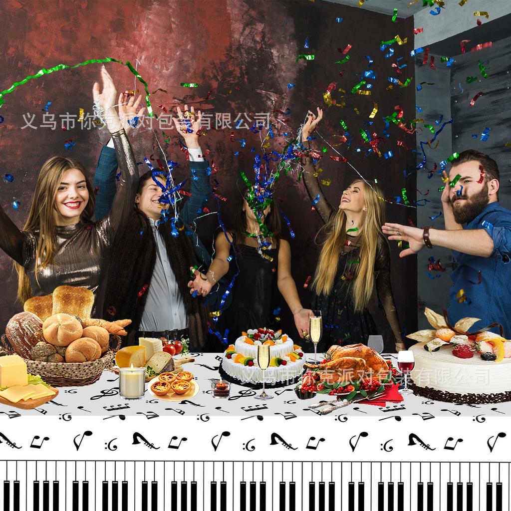 Piano Dust Cover Cover Cloth Note Disposable Tablecloth Party Black and White Simple Tablecloth Theme Scene Arrangement