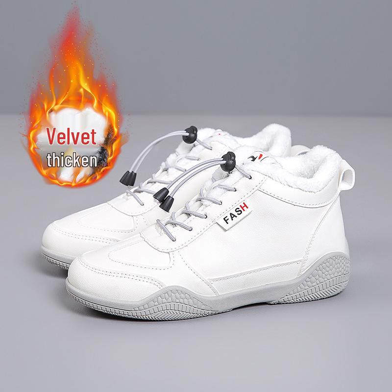 

Женские белые полуботинки 2024 года: Износостойкий, Нескользящий, Универсальный, Плюс Вельвет, Толстый и Теплый Хлопковый Дизайн. EU 37 бежевый