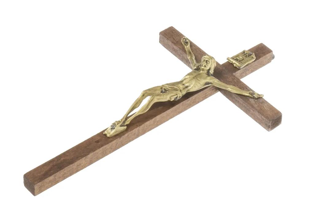 Wooden Hanging Cross, Brown 18 X 10