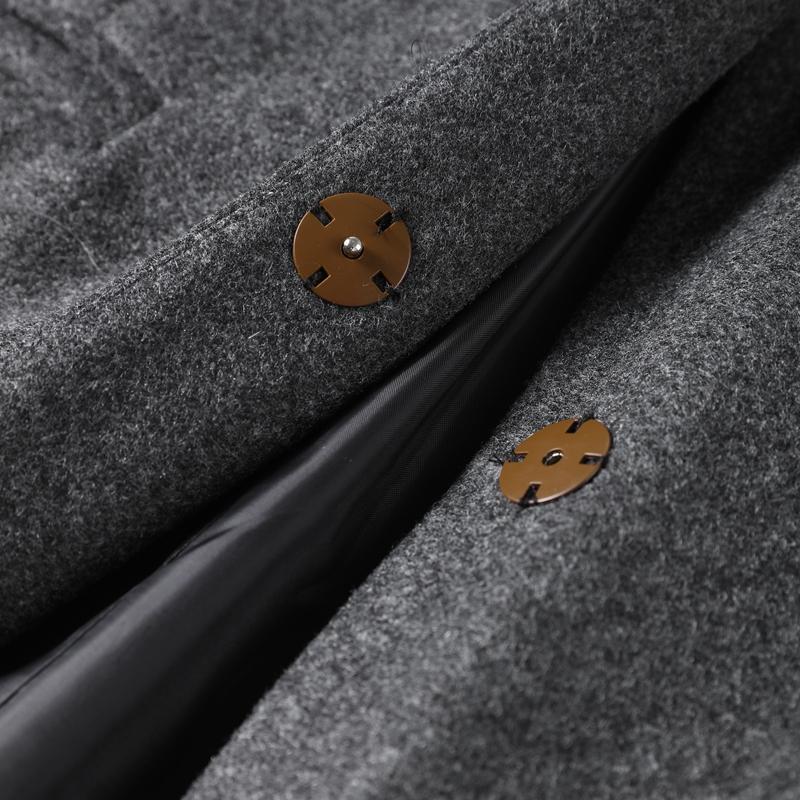 Casaco de lã com gola cachecol chique de cor sólida, bolsos elegantes, jaquetas trespassadas, novo vestuário feminino grande