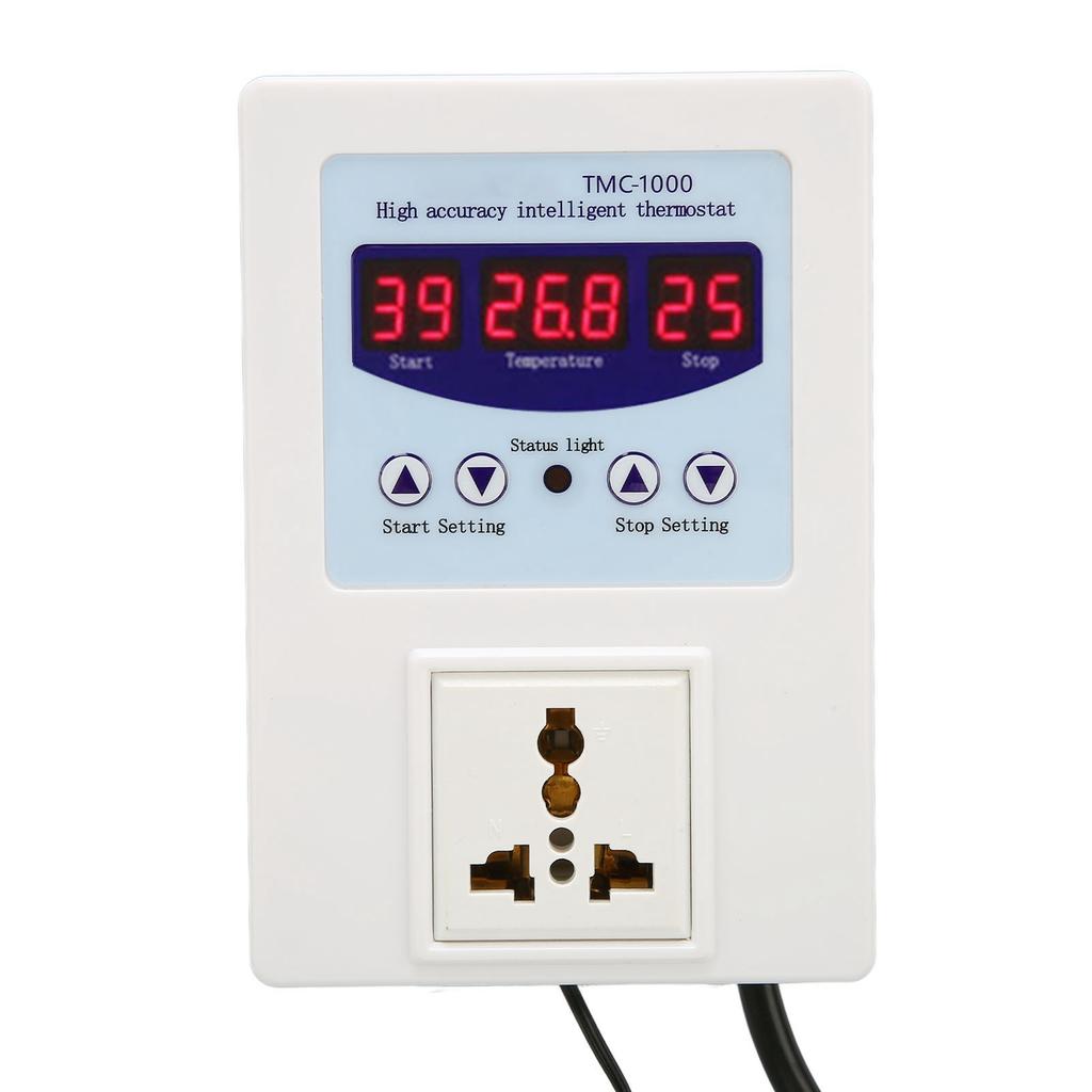 Digital LED Temperature Controller Waterproof Plug and Play Heating Cooling Thermostat for Breeding