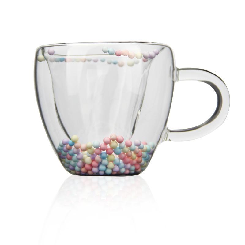 Heart Shaped Glass Mug Double Walled Insulated Quicksand Coffee Cup Perfect Espresso Cups Kitchen Drinkware Home Accessories