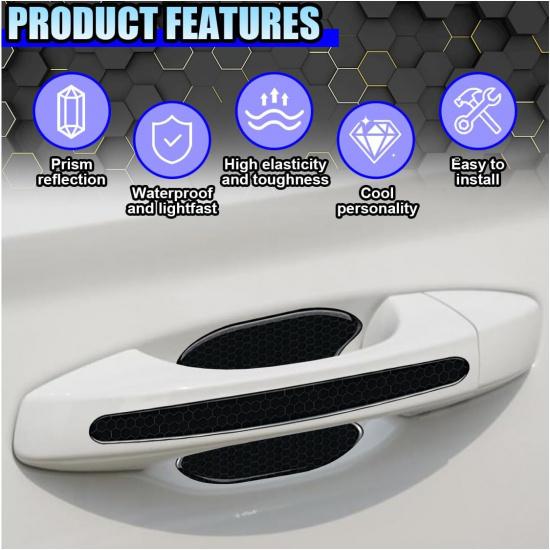 ZIMISI 8PCS Car Door Handle Bowl Sticker, Reflective Anti-Scratch Auto Door Handle Cup Protector, Self-Adhesive Door Side Handle Paint Protective