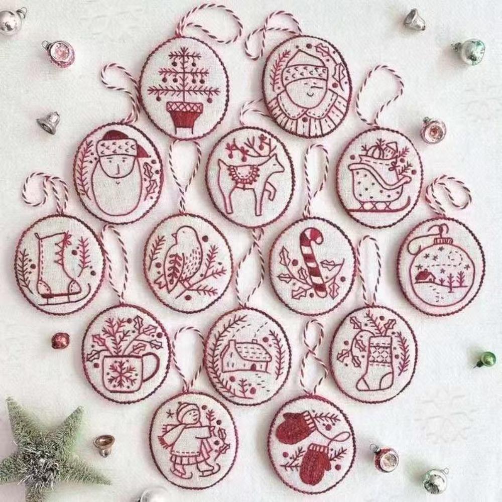 

Circle Embroidery Kit Colourful Handmade Embroidery Kit Christmas Embroidery Kit Charming Christmas Pendants For Holidays Gifts