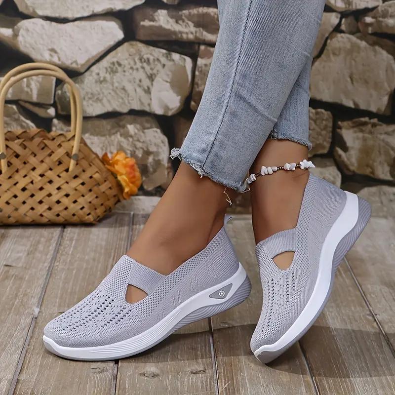 Women'S Shoes 2025 New Style, Breathable Knitted Shoes for Women, Trendy Lace-Up Sports Shoes for Cross-Border Trade
