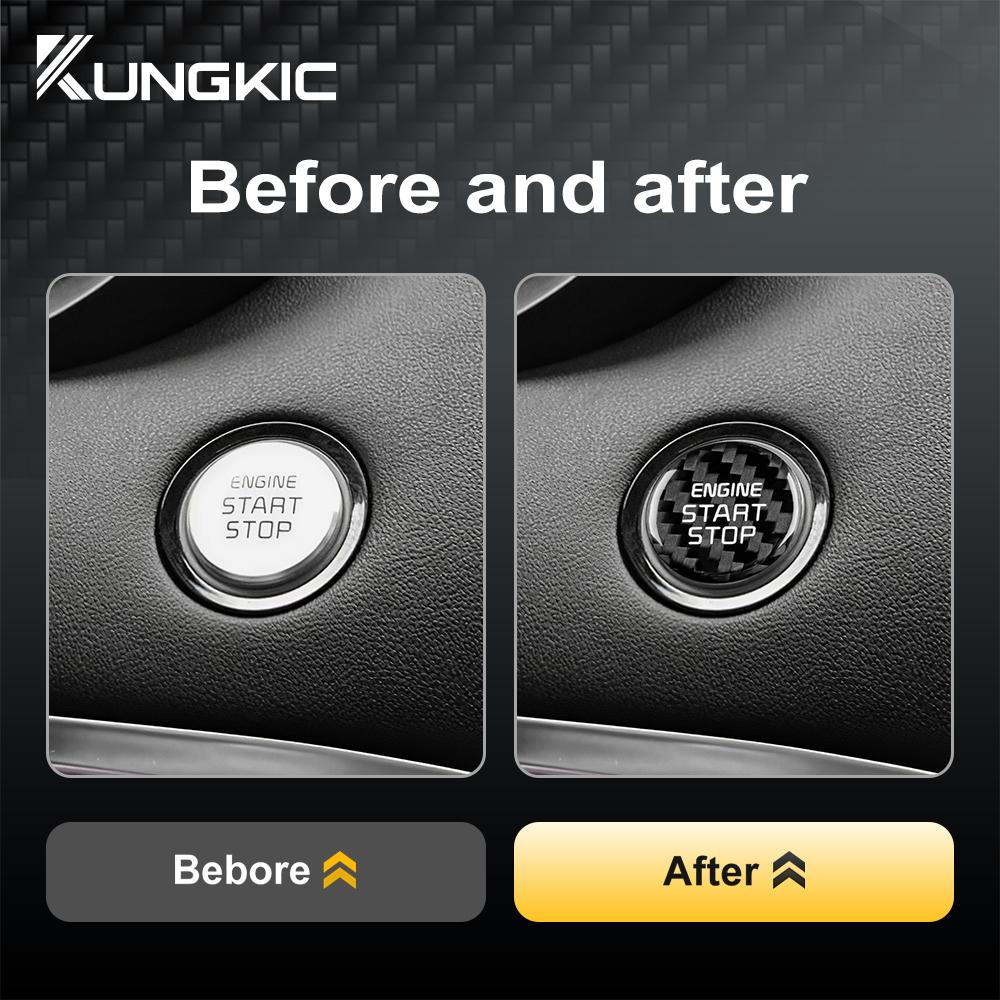 Real Hard Carbon Fiber Sticker For Kia Stinger 2019 2020 2025 2025 2025 Car Start Engine Stop Button Cover Interior Trim