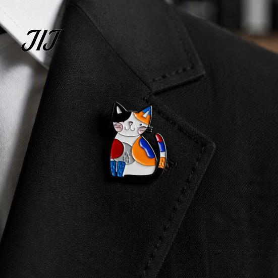 Alloy Backpack Accessory Cartoon Cat Brooch Pin, Mini Enamel Badge Animal Shape Ornament Clothing Jewelry for Women Men Lapel Pin