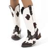 Fashionable Plus-Size Embroidered Mid-Calf Women's Boots: Pointed Toe, Chunky Heel, Sizes 35-46