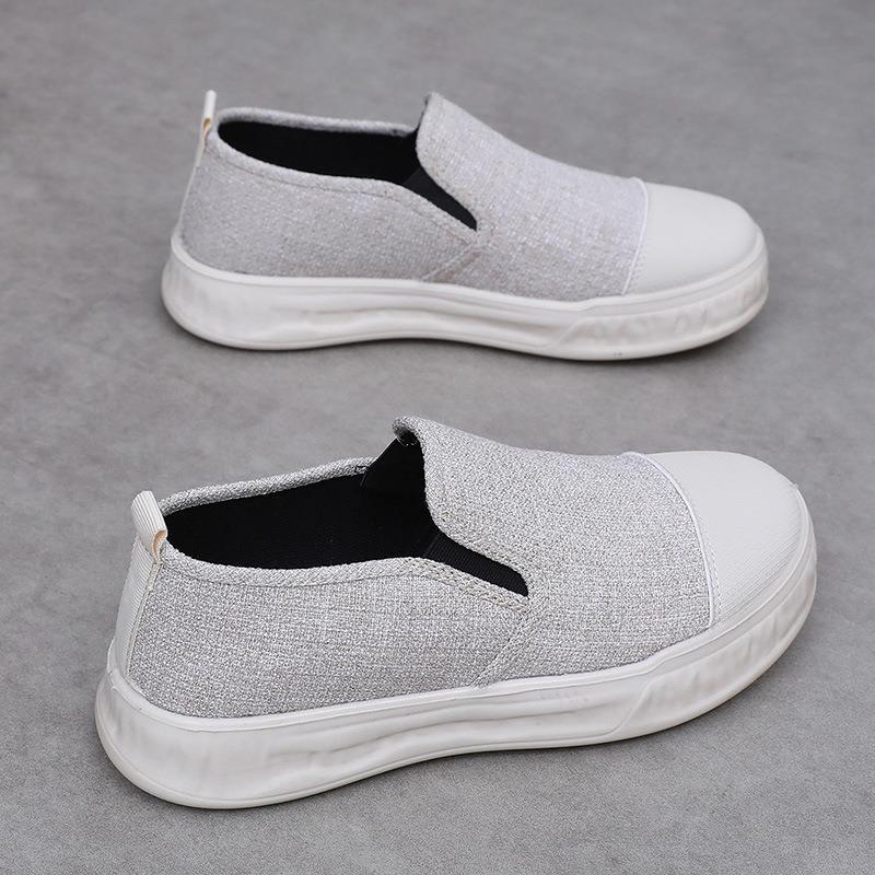Shoes Women's Non-slip Platform Shoes Fashion Heightening Canvas Shoes Comfortable One-pedal Lazy Casual Shoes Spring and Autumn Single Shoes