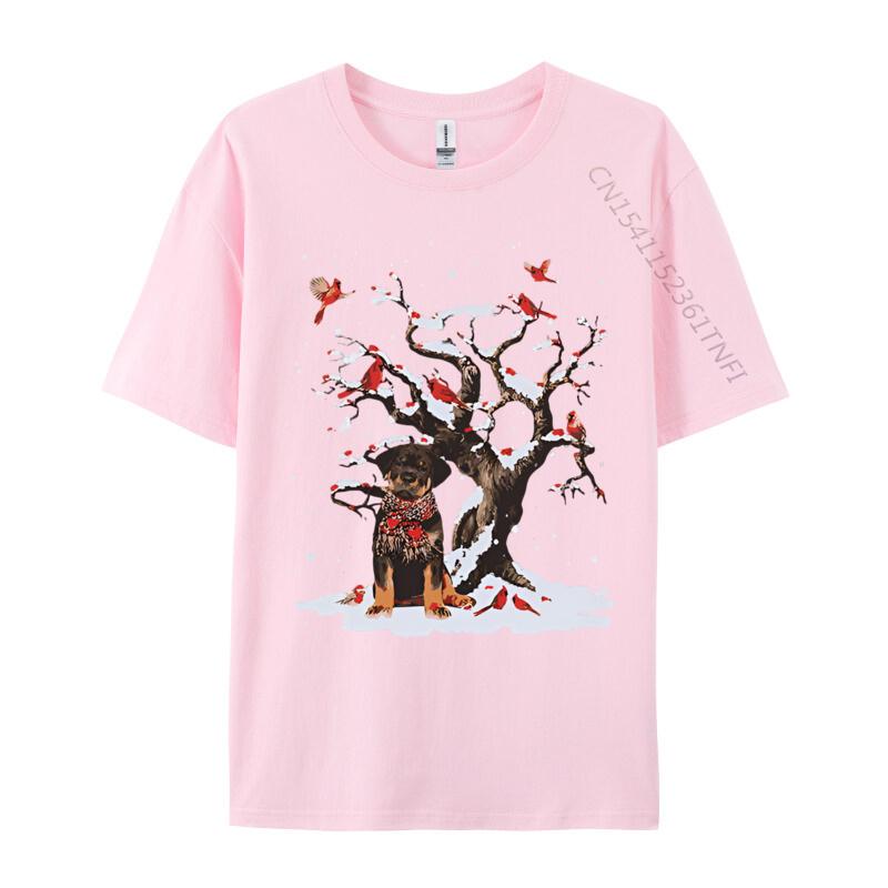Rottweiler Scarf Cardinal Snow Christmas Tshirt Print Funny Novelty Gift T Shirts For Man Oversized Adult TShirts