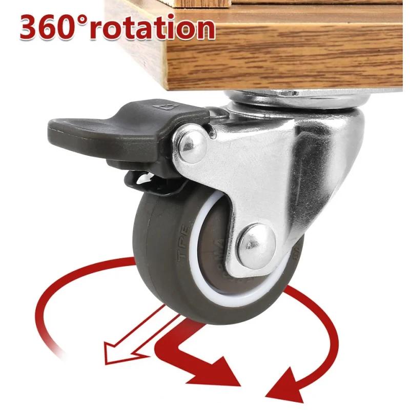 Heavy Duty Casters Set Caster Wheels Replacement for Baby Bed Cart Trolley Kitchen Cabinet Furniture Table Loading Capacity 50kg
