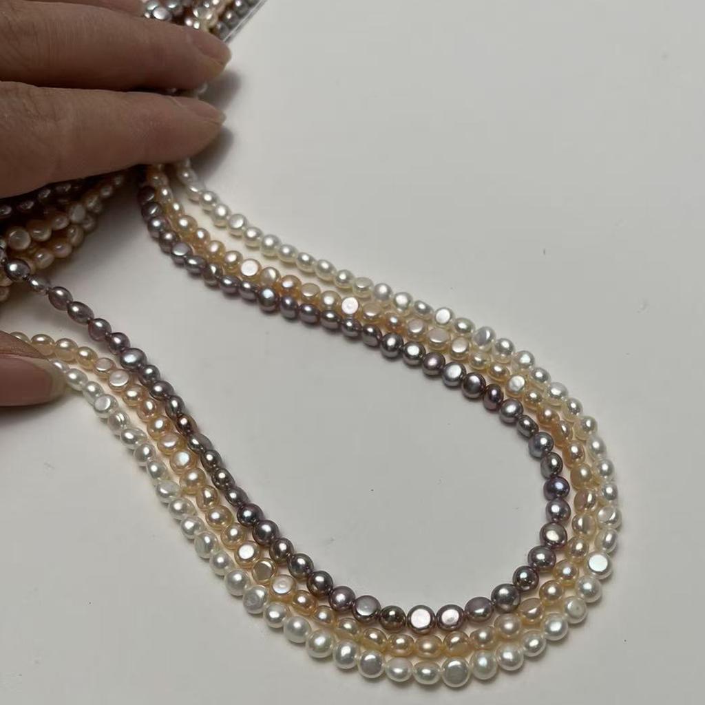 1String, Purple White Pink Natural Shell Mother of Pearl Beads, Boho Handmade Double-sided Light Beads, 4-5mm, for DIY Jewelry Materials, Beading 36cm