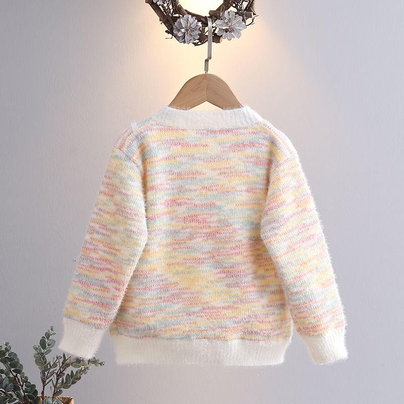 Girls' Knit Cardigan for Spring and Fall—Stylish Rainbow Sweater Jacket for Kids