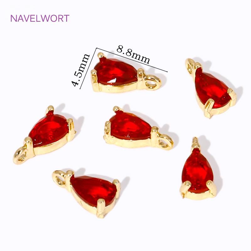 4.5mm*8.8mm 18K Gold Plated Waterdrop Charms Pendants,Crystal Charms For Earring,Pendants For Jewelry,DIY Earring Charms Finding