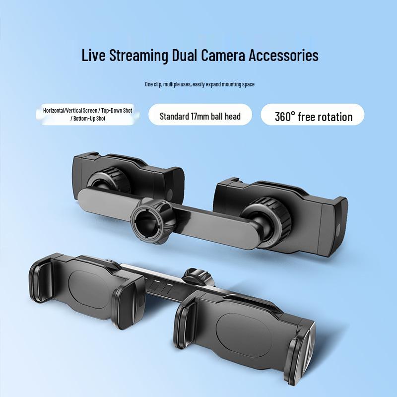 Dual-Camera Phone Holder: C21B Floor & Desktop Shooting Stand with 17mm Universal Ball Head