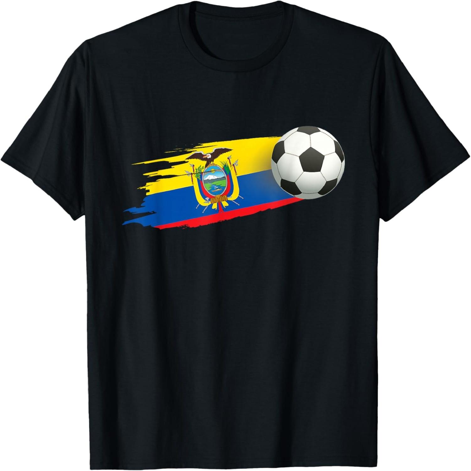 Ecuador Flag Jersey - Soccer Ball Football T-Shirt S