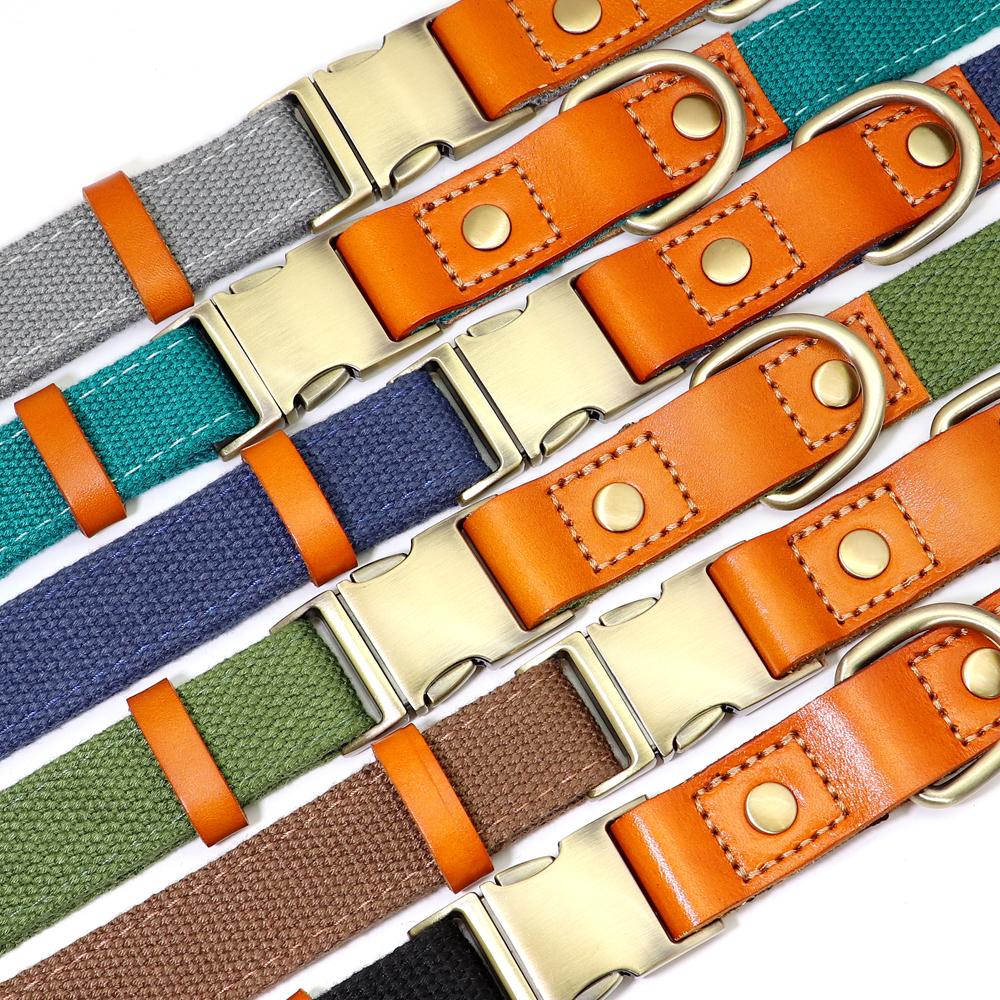 Cheap Dog Collar Nylon Pu Leather Dogs Buckle Collars Durable Pet Collars Adjustable for Small