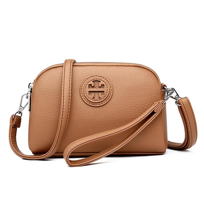 Soft leather mini bag, mother bag, women's mobile phone bag, multi-layer wrist bag, shoulder messenger bag.