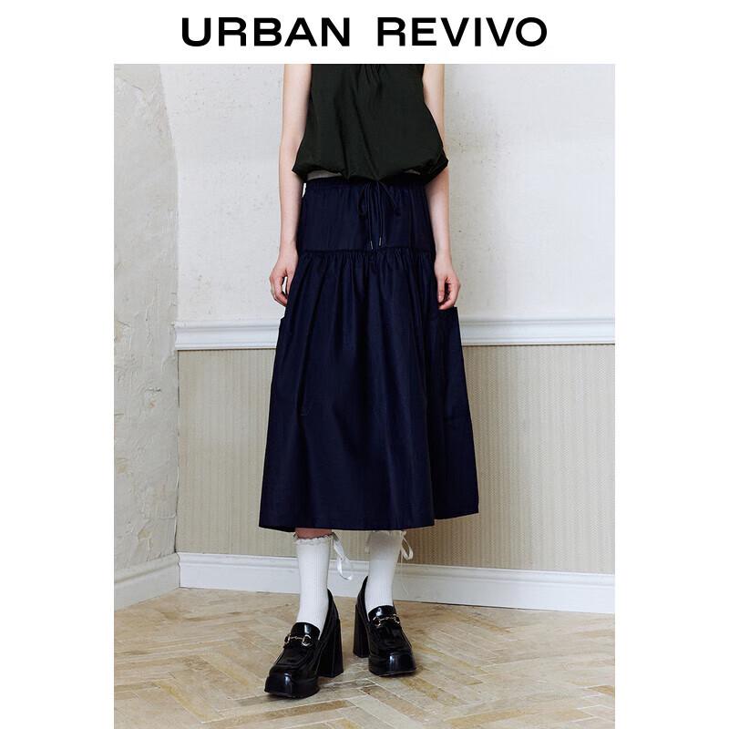 

UR Women s Color-block Patchwork Cotton A-line Midi Skirt XS