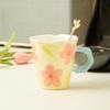 Creative Hand-Squeezed Small Fresh Tulip Mug Hand-Painted Flower Ceramic Cup Office Gift Box Coffee Milk Cup